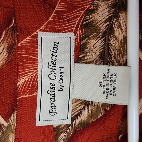 Paradise Collection Cezani 100% silk birds of paradise men's XL button up shirt - Picture 4 of 7